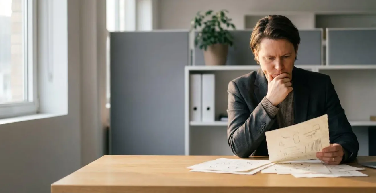 Professional contemplating employee health insurance benefits and tax implications in modern office setting