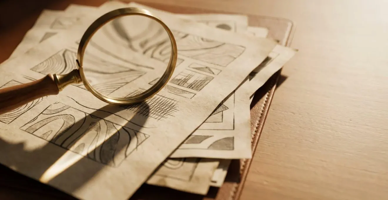 Close-up of a car insurance policy document with magnifying glass revealing fine print details