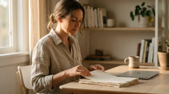 Professional mortgage consultation scene showing confidence and preparation for self-employed applicants